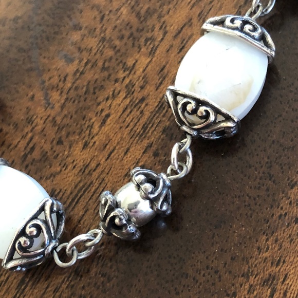 BRIGHTON  two tone faceted Mother of Pearl vintage retired NECKLACE - Picture 6 of 16